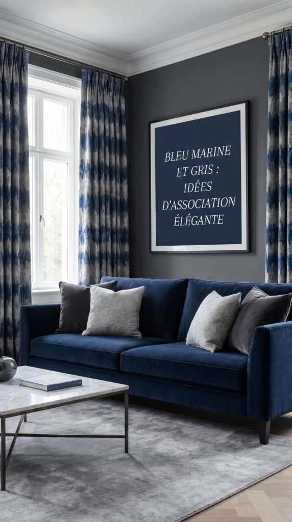 Bleu marine et gris : idées d’association élégante pour la décoration intérieure